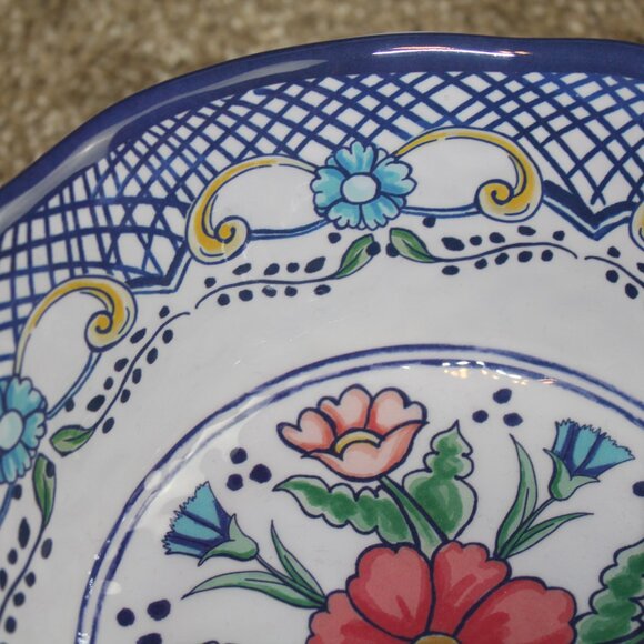 Soho Loft Melamine Bowl Set of 4 Blue White Coral Pink Flower Floral Cereal NWT - Picture 3 of 7